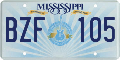 MS license plate BZF105