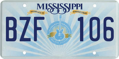 MS license plate BZF106