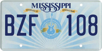 MS license plate BZF108