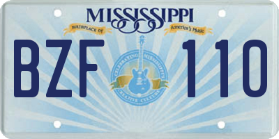 MS license plate BZF110