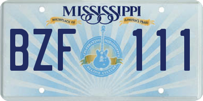 MS license plate BZF111