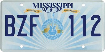 MS license plate BZF112