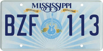 MS license plate BZF113