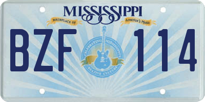 MS license plate BZF114