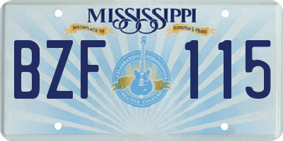 MS license plate BZF115