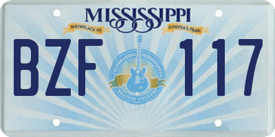 MS license plate BZF117