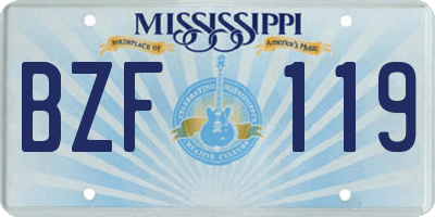 MS license plate BZF119