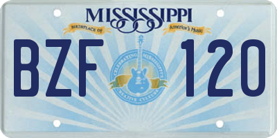 MS license plate BZF120