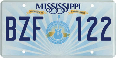 MS license plate BZF122