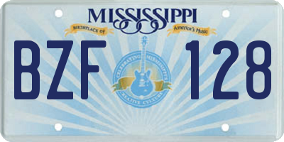 MS license plate BZF128