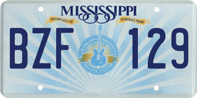MS license plate BZF129