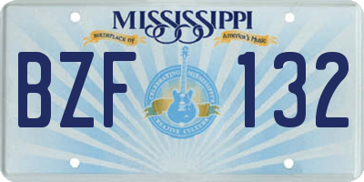 MS license plate BZF132