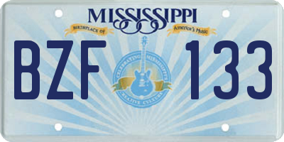 MS license plate BZF133
