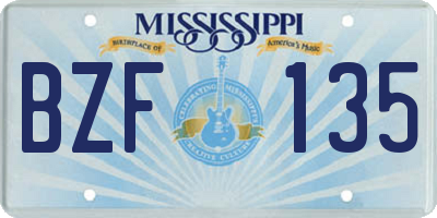 MS license plate BZF135