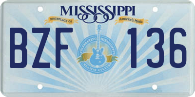 MS license plate BZF136