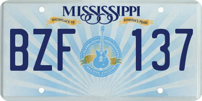 MS license plate BZF137