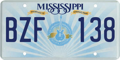 MS license plate BZF138