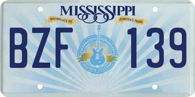 MS license plate BZF139