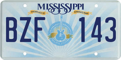 MS license plate BZF143