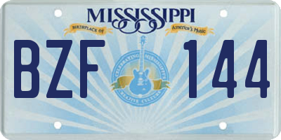 MS license plate BZF144