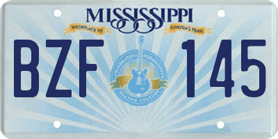 MS license plate BZF145