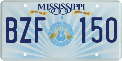 MS license plate BZF150