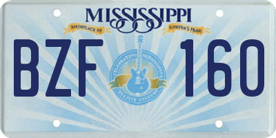 MS license plate BZF160