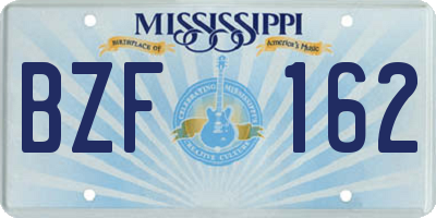 MS license plate BZF162