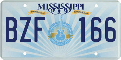 MS license plate BZF166