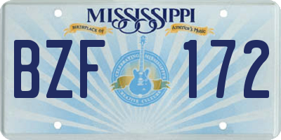 MS license plate BZF172