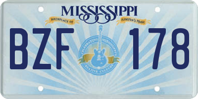 MS license plate BZF178