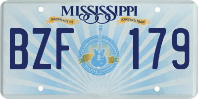 MS license plate BZF179