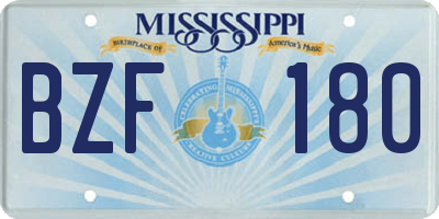 MS license plate BZF180