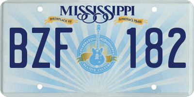 MS license plate BZF182