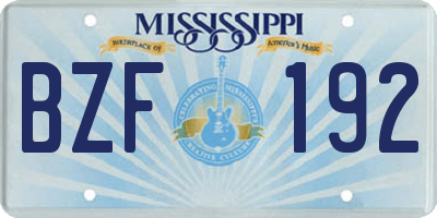 MS license plate BZF192