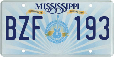 MS license plate BZF193