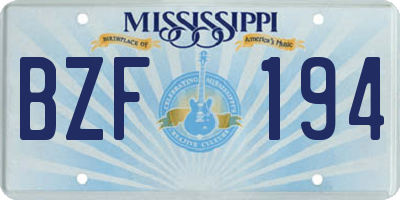 MS license plate BZF194