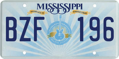 MS license plate BZF196