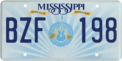 MS license plate BZF198