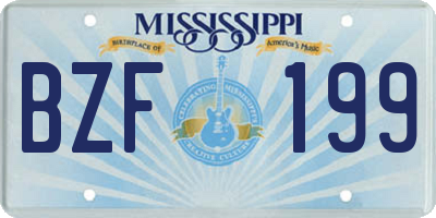 MS license plate BZF199