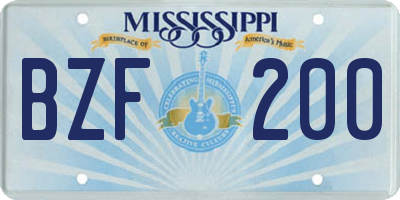 MS license plate BZF200