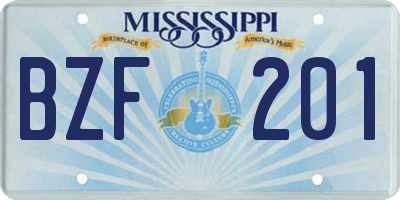 MS license plate BZF201