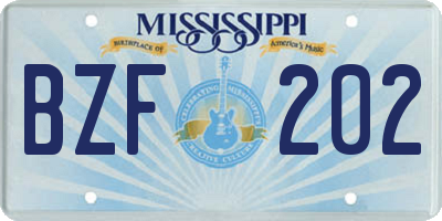 MS license plate BZF202