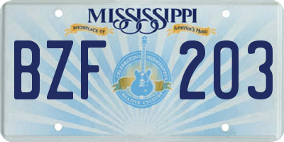 MS license plate BZF203