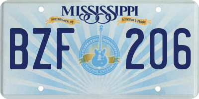 MS license plate BZF206