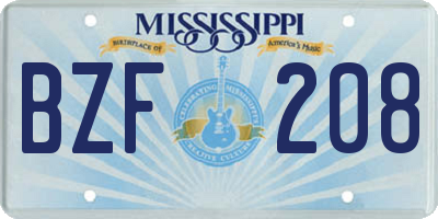 MS license plate BZF208