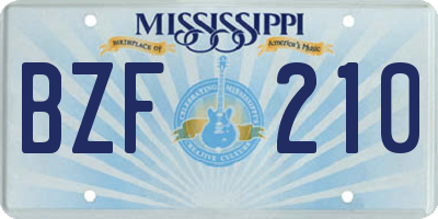 MS license plate BZF210