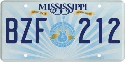 MS license plate BZF212