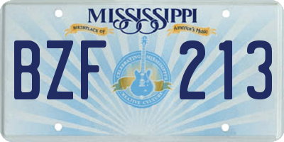MS license plate BZF213