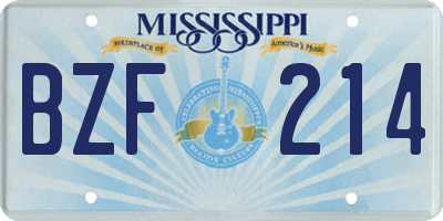 MS license plate BZF214